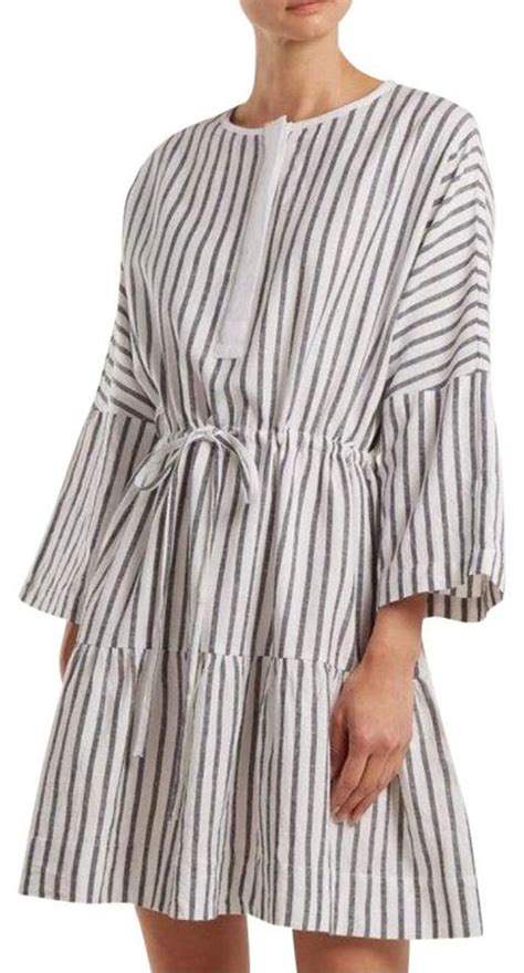 Wiggy Kit Dresses | Drawstring Striped Cotton Short Casual Dress, Grey ...