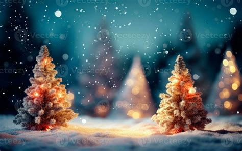 Beautiful tiny and snowy Christmas trees for wallpaper with copy space ...