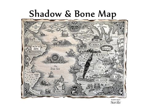 * Handmade aged paper with print and burnt edges. * Shadow and Bone Map ...