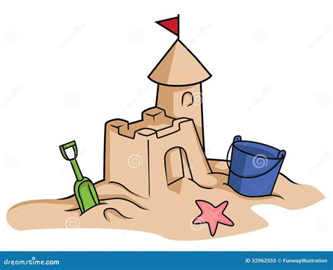 Sand castle stock illustration. Illustration of season - 32962555