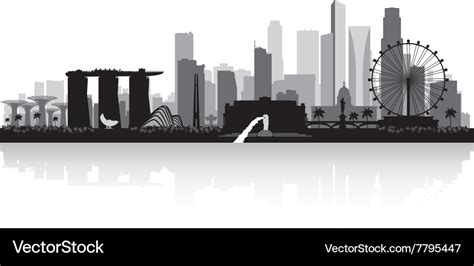 Singapore city skyline silhouette Royalty Free Vector Image