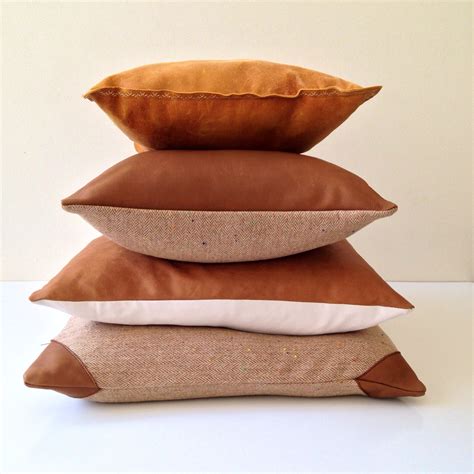 Tan leather cushions | Tan leather cushion, Leather cushion, Leather pillow