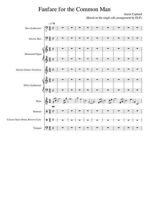 Fanfare for the Common Man Sheet music for Organ, Timpani, Snare drum ...