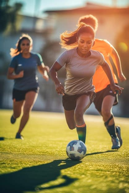 Premium AI Image | women football players practicing drills and honing ...