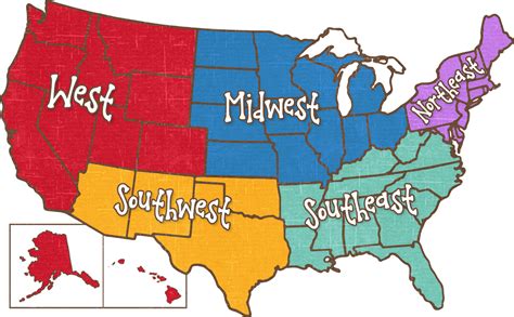 Free Printable Map Of The 5 Regions Of The Us