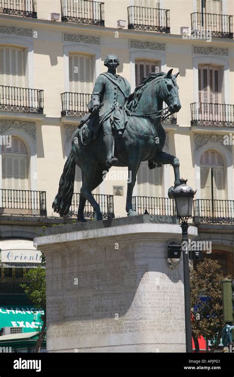 Carlos III Statue in Plaza de la Puerta del Sol Madrid Spain Stock ...