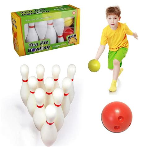 Kids Bowling Set Includes 10 Pins and 2 Balls Perfect Bowling Set with ...