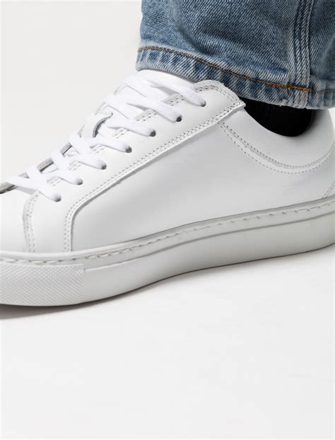 Erik Schedin Men's White Leather Sneaker | Garmentory