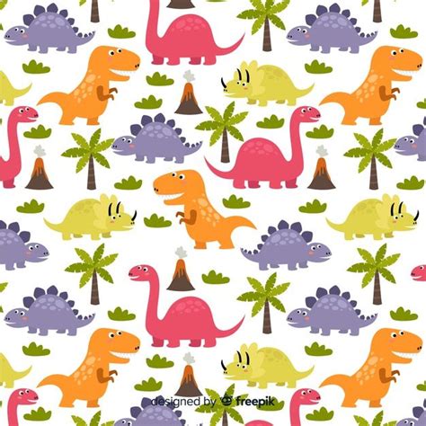 Premium Vector | Flat dinosaur pattern | Dinosaur pattern, Pattern ...