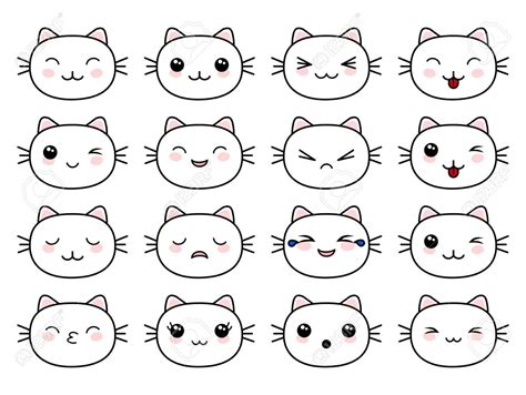 Cute cats faces Kawaii style vector Stock Vector - 128741167 | Cute cat ...