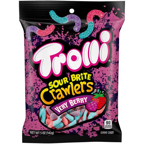 Trolli Sour Brite Crawlers, Very Berry Sour Gummy Worm Candy, 5 oz ...