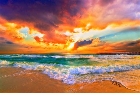 Red Orange Beach Sunset #3 Photograph by Eszra Tanner - Fine Art America