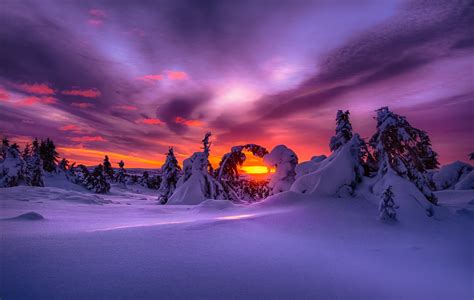 Wallpaper : sunlight, landscape, sunset, night, nature, sky, snow ...