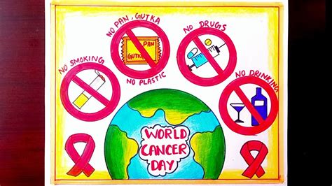 World Cancer Day Drawing/ Cancer Awareness Poster Drawing / World ...