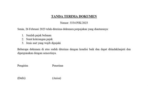 7 Contoh Surat Tanda Terima Dokumen dan Formatnya