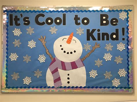 Winter Snowman Kindness Bulletin Board | Winter bulletin boards, Cool ...