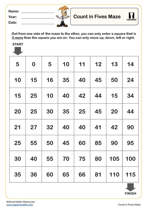 Skip Counting Worksheet (count in 5s) | Fun and Engaging Year 1 PDF ...