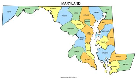 Maryland County Map (Printable State Map with County Lines) – DIY ...