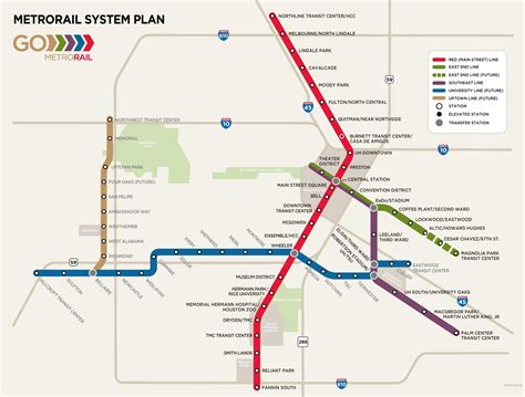 Houston metro rail map - Ontheworldmap.com