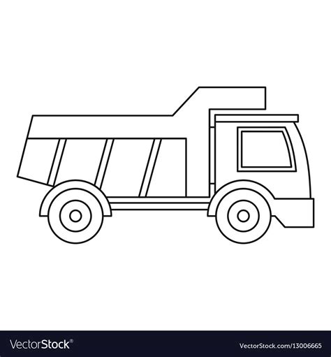 Plastic toy truck icon outline style Royalty Free Vector