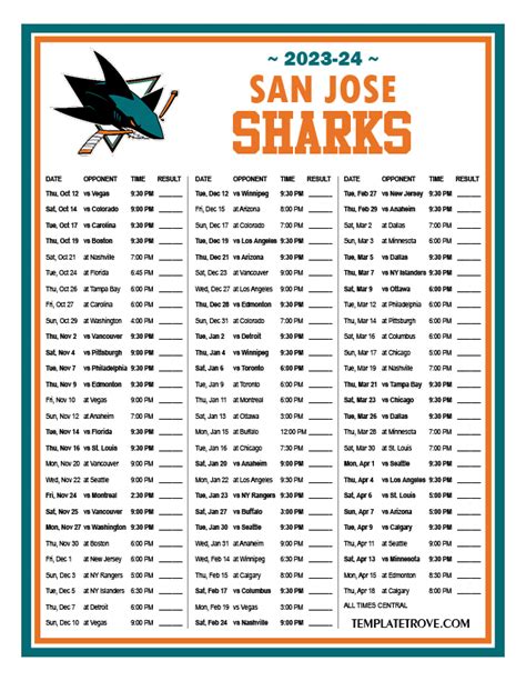 San Jose Sharks 2024 Schedule - Lynn Sondra