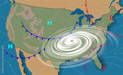 Vettoriale Stock Weather map of the United States of America ...