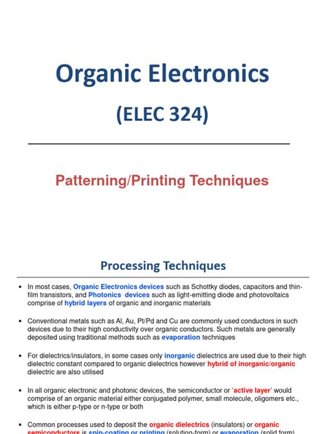 Lecture 5 - Printing Techniques | PDF | Photolithography | Materials