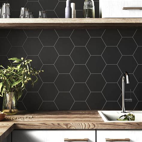 Hexagon Black Wall Tile | Tile Mountain