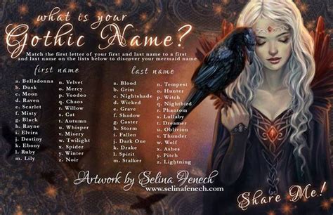 Your Gothic Name | Fantasy names, Witch names, Names