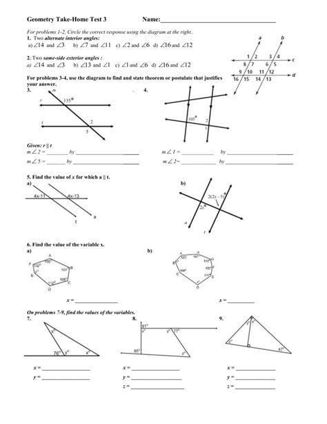 Geometry Take-Home Test 3 Name:____________________________________ 3