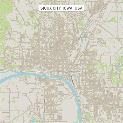 Sioux City Iowa US City Street Map Digital Art by Frank Ramspott - Pixels