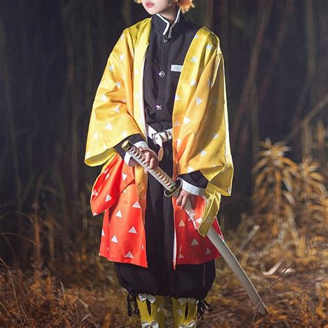 Japanese Anime Demon Slayer: Kimetsu No Yaiba Agatsuma Zenitsu Cosplay ...