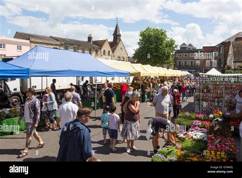 Bury St Edmunds street market, Cornhill Stock Photo - Alamy