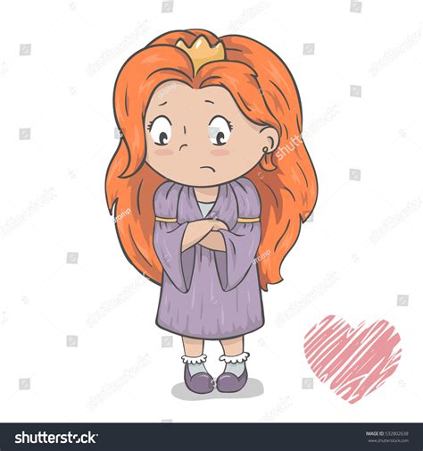 Vector Illustration Sad Little Princess Isolated Stock Vector (Royalty ...