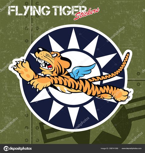 Flying Tiger Vector Stickers Vinyl Red Blue Icon Black Illstration ...