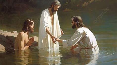 Painting Of Jesus Baptism In A River Background, Picture Of Jesus ...