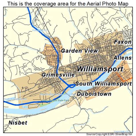 Aerial Photography Map of Williamsport, PA Pennsylvania