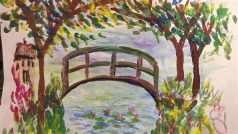 Learn to draw Claude Monet's water lily pond and bridge with this step ...