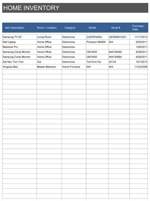 Home Inventory Spreadsheet | Free Template for Excel