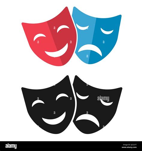 Set of Theater face mask icon, emotion actor comedy and drama symbol ...