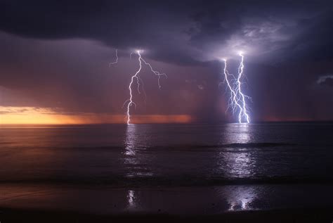 Lightning Storm Ocean Waves