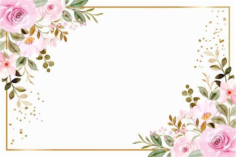 Free Vector | Pink flower frame background with watercolor | Flower ...