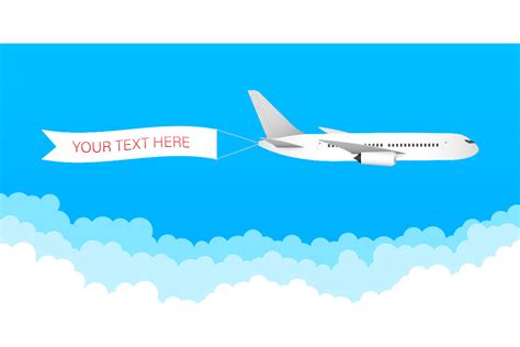 Airplane Banner in Flat Style. Speed Graphic by DG-Studio · Creative ...