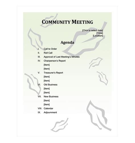 Community Meeting Agenda | Community Meeting Agenda Template