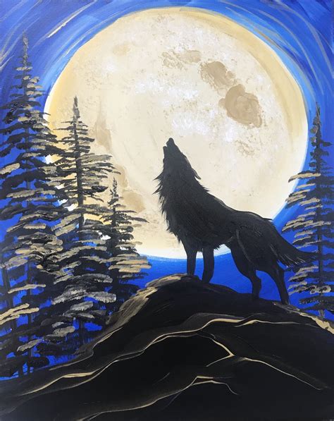 Wolf Howling At The Moon Painting at PaintingValley.com | Explore ...