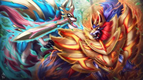 Download Zacian And Zamazenta Fighting Wallpaper | Wallpapers.com