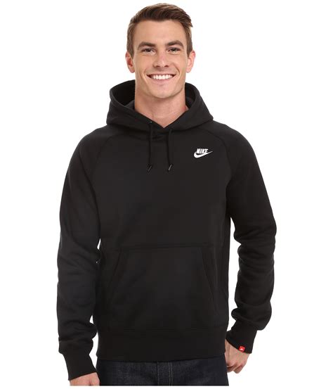 Nike Aw77 Fleece Pullover Hoodie in Black for Men (Black/Black/White ...