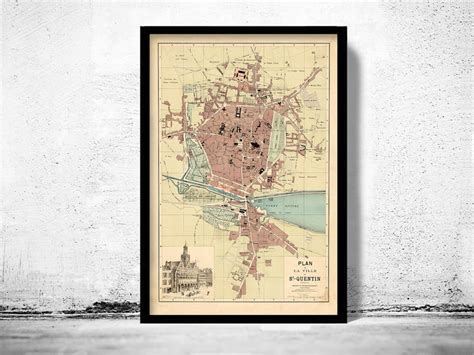 Old Map of Saint Quentin France 1871 Vintage Map Wall Map Print ...