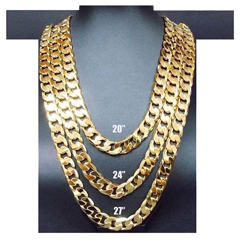 24 Inch 14K Gold Chain Cuban Necklace Men 9MM Link w/ Real Solid Clasp ...