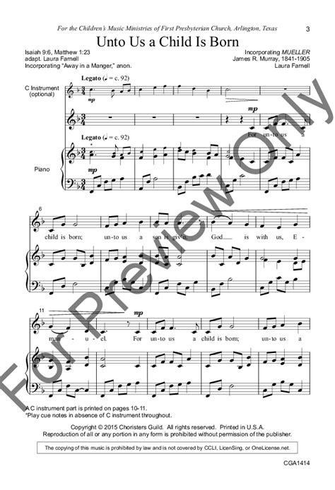 Unto Us a Child is Born (Unison/Two-Part ) a | J.W. Pepper Sheet Music